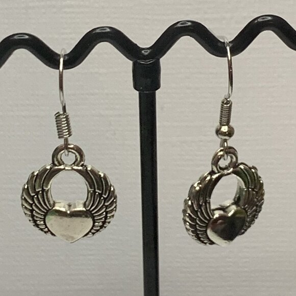 Heart Earring, Valentine's Day Earring, Winged Heart Earring, Love Earring, Gift - Picture 6 of 6
